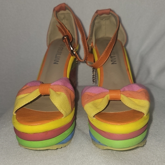 Womens Rainbow Wedge Platform Sandals By Ruilian Sz 39(US 8.5)Festival Whimsical - Picture 1 of 11